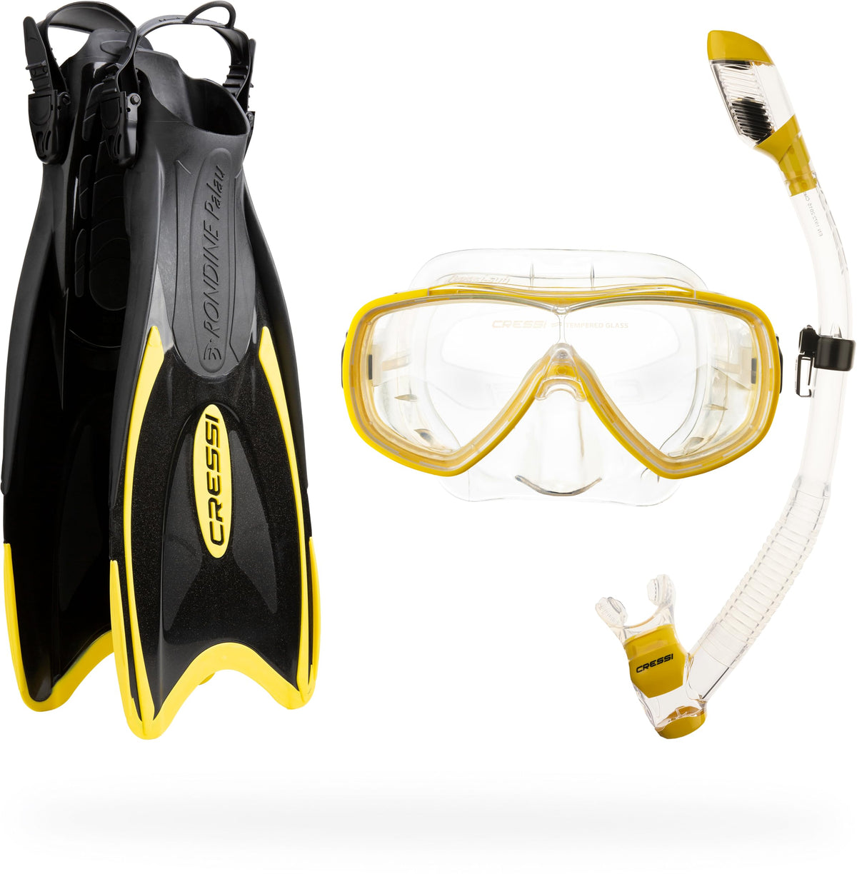 Cressi Adult Snorkel Set, Palau Set, Dry Top Snorkel, Swim Fins, Travel Bag