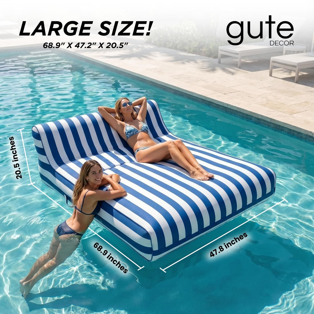 Upholstered Pool Lounger with Reclining Backrest