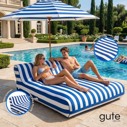 Upholstered Pool Lounger with Reclining Backrest