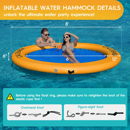 Inflatable Water Hammock with Round Floating Ring