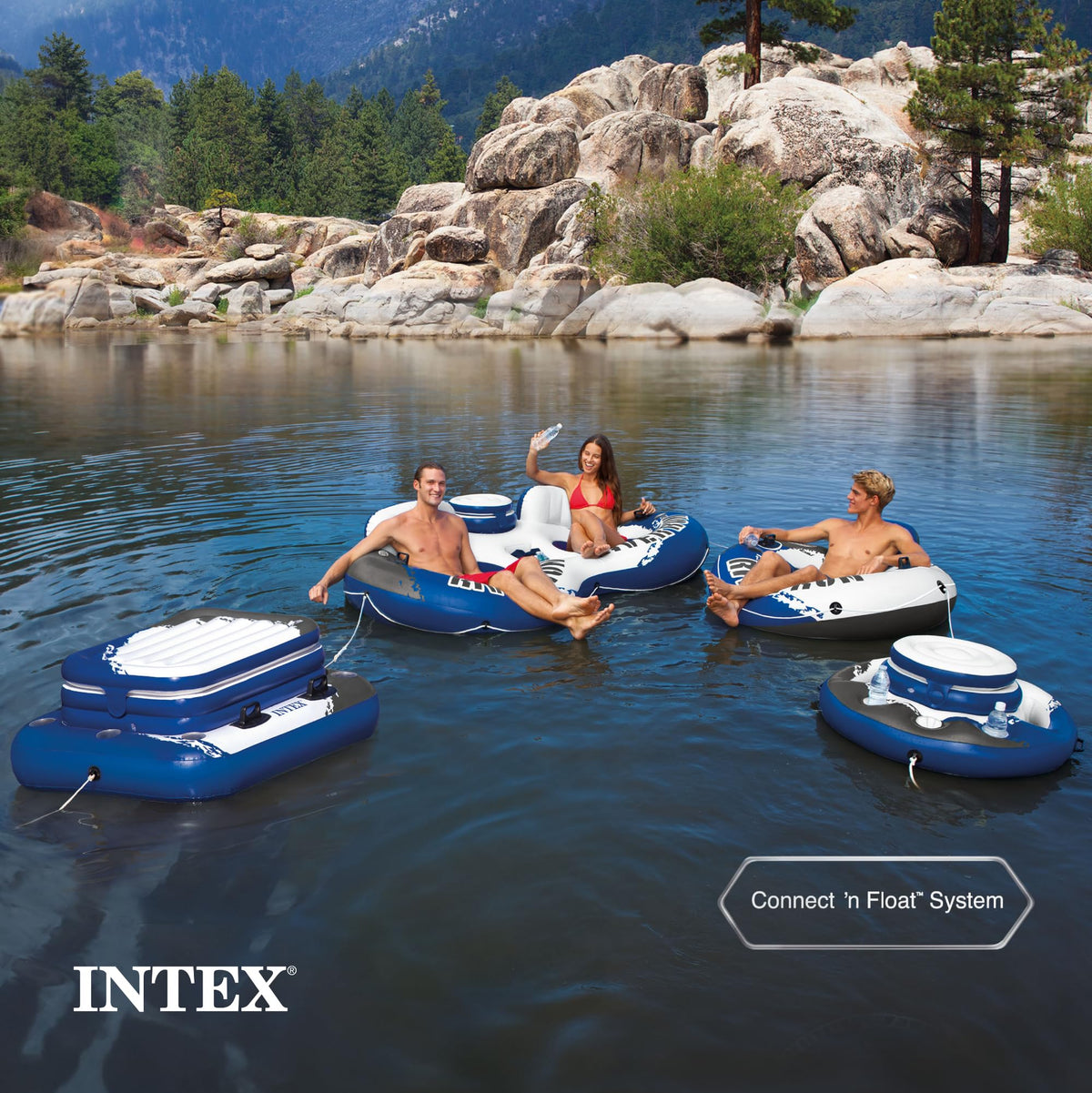 INTEX River Run 1 Inflatable Floating Lake Lounge for Adults, 2-Pack