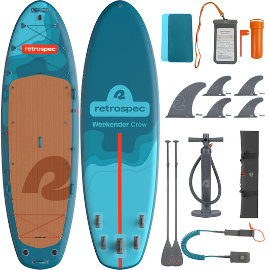 Retrospec Weekender Crew Multi-Person Paddle Board, Inflatable, Party SUP