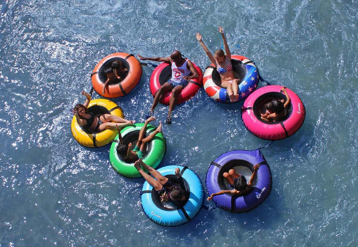 Pack of Two Bradley Heavy Duty Tubes for Floating the River; Whitewater Water Tube; Rubber Inner Tube with Cover for River Floating; Linking Tandem River Tubes; River raft Tube