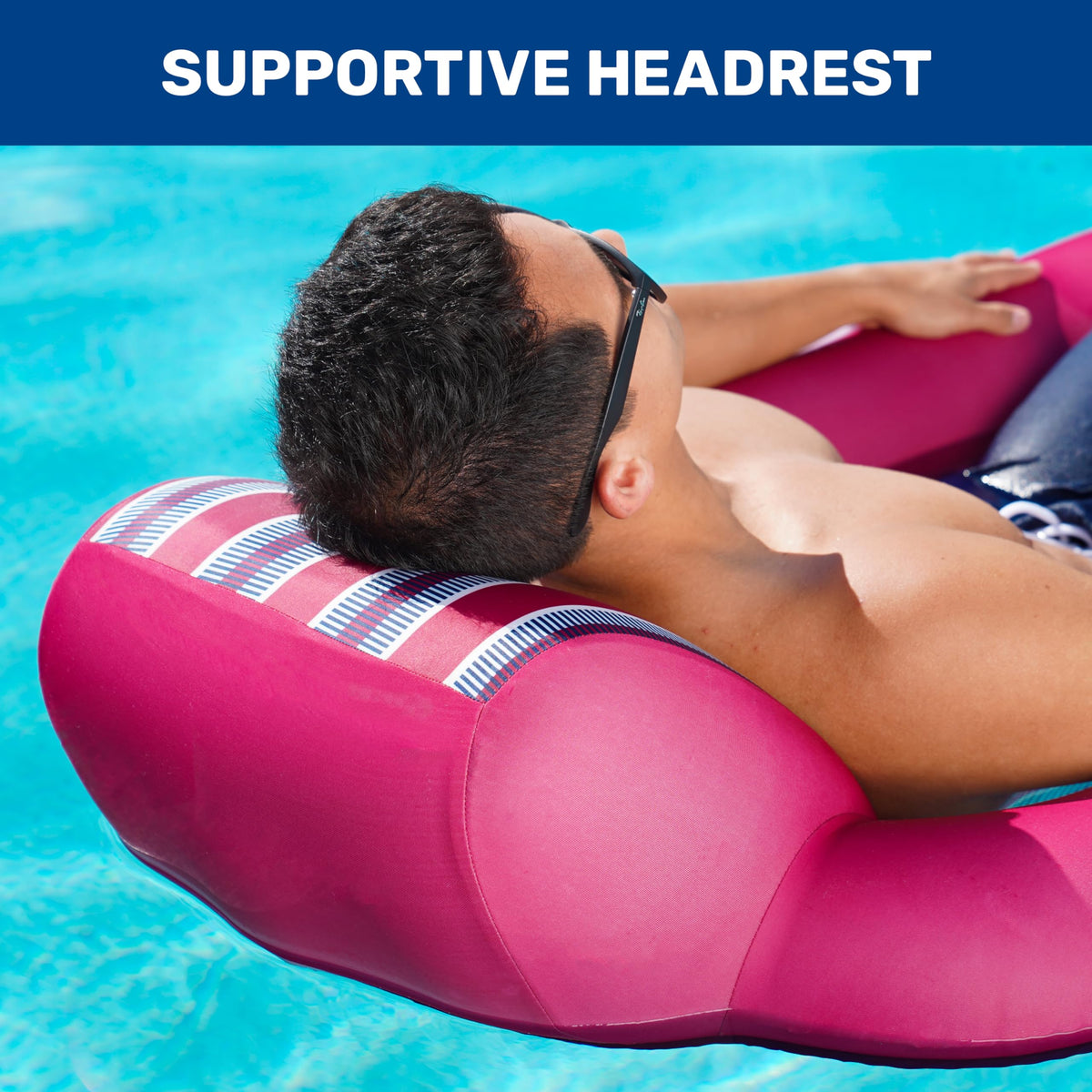 Aqua Luxury Water Pool Lounge – Extra Large – Inflatable Pool Floats for Adults with Headrest, Backrest, Footrest & Cupholder – Multiple Colors/Styles