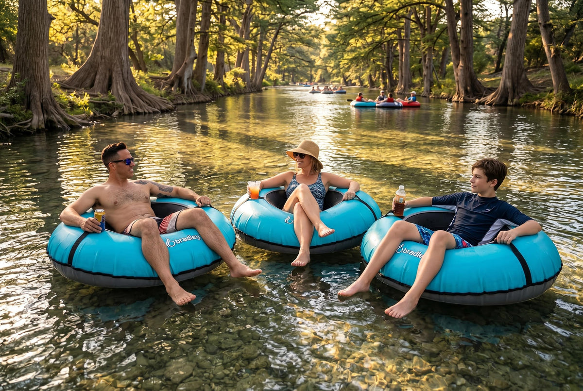 Pack of Two Bradley Heavy Duty Tubes for Floating the River; Whitewater Water Tube; Rubber Inner Tube with Cover for River Floating; Linking Tandem River Tubes; River raft Tube